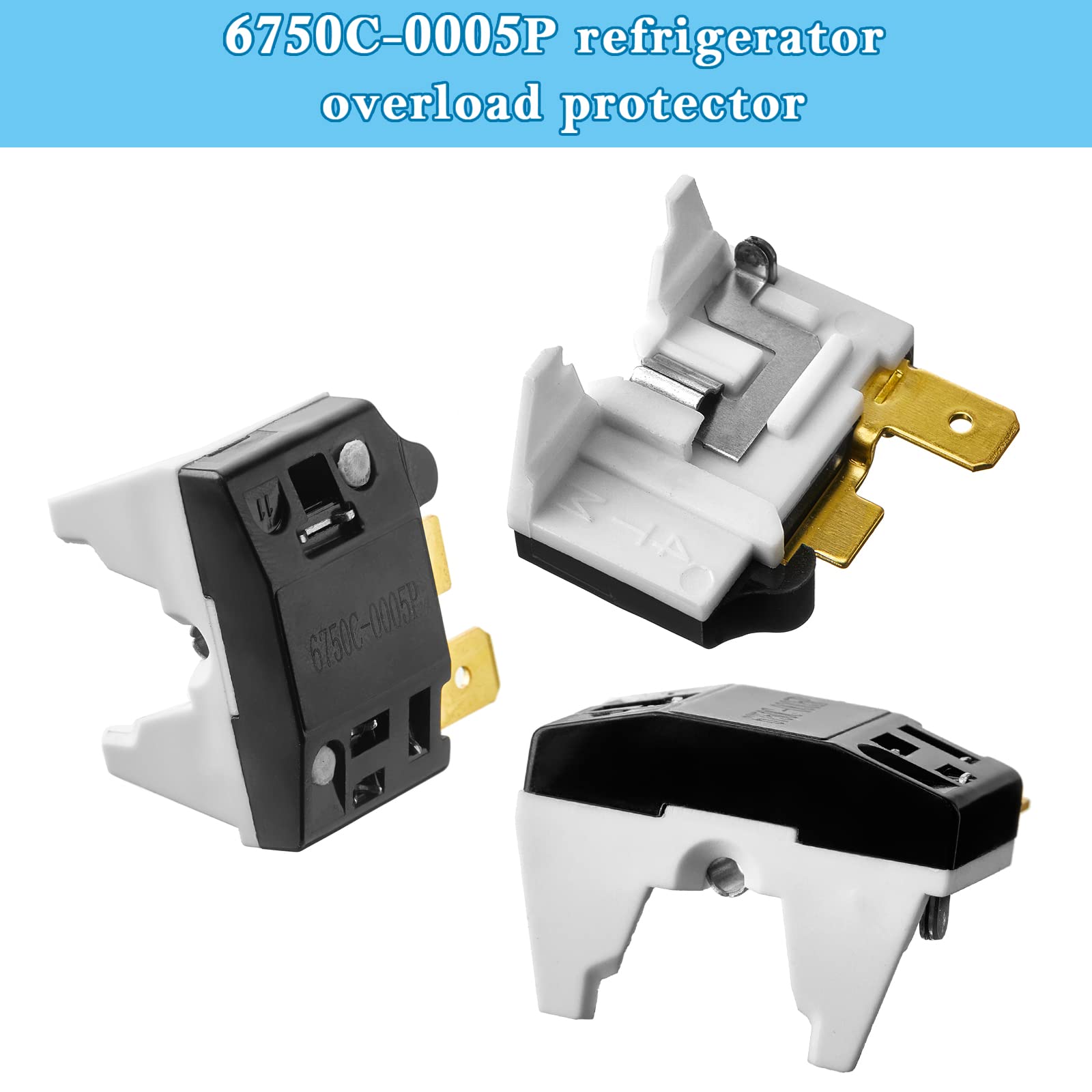 Mudder QP2-4.7 PTC Starter Relay 1 Pin Refrigerator Starter Relay and 6750C-0005P Refrigerator Overload Protector Compatible wit