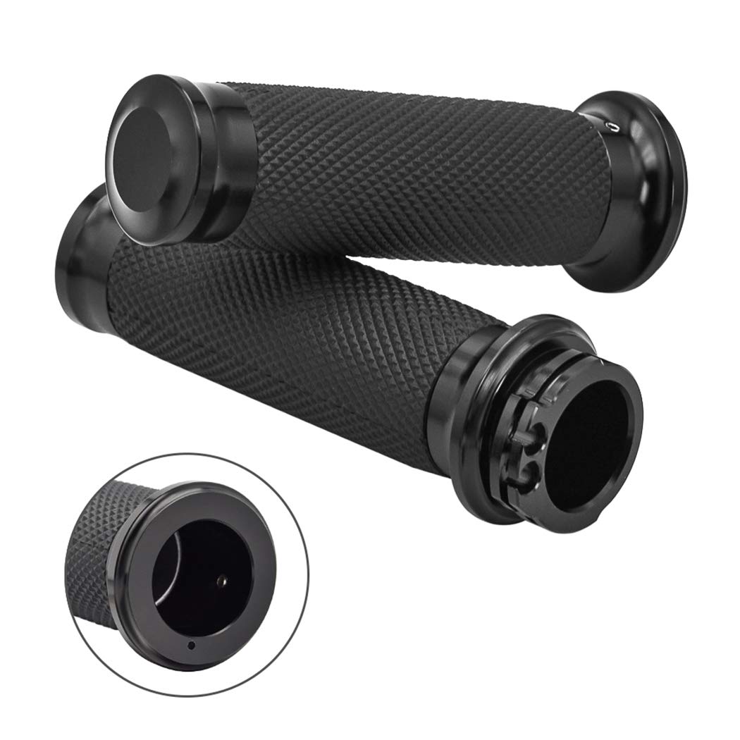 Benlari Black Hand Grips 1 Inch Motorcycle Handlebar Grips Cable Throttle Compatible For Harley Davidson Sportster Touring Dyna Softail 883 1200
