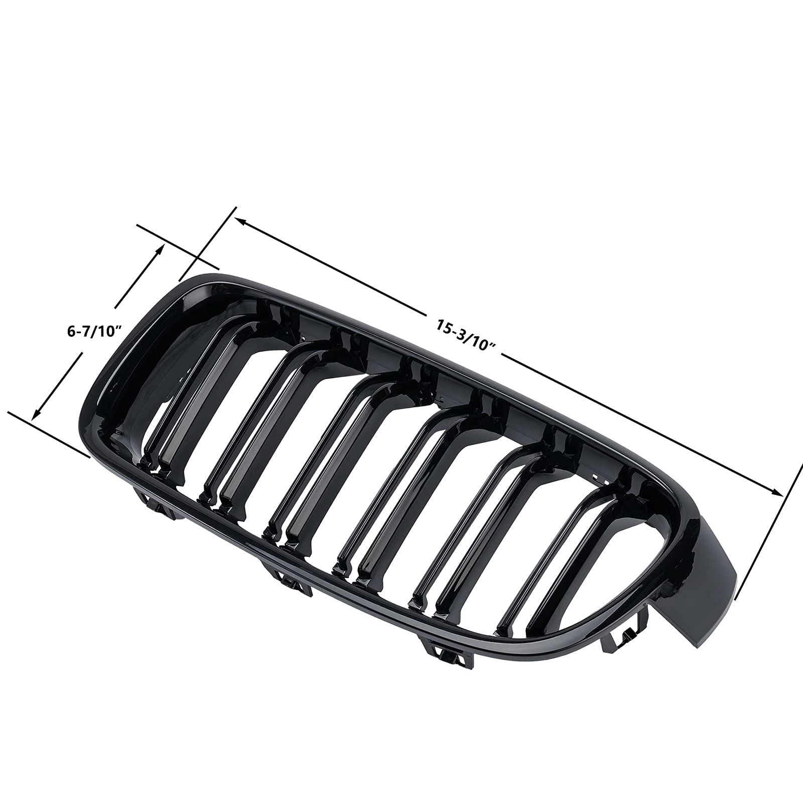 DEKEWEI F30 Grill for 2012-2018 BMW 3 Series, Gloss Black Double Slats Front Kidney Grille, 2pcs, Stylish Upgrade