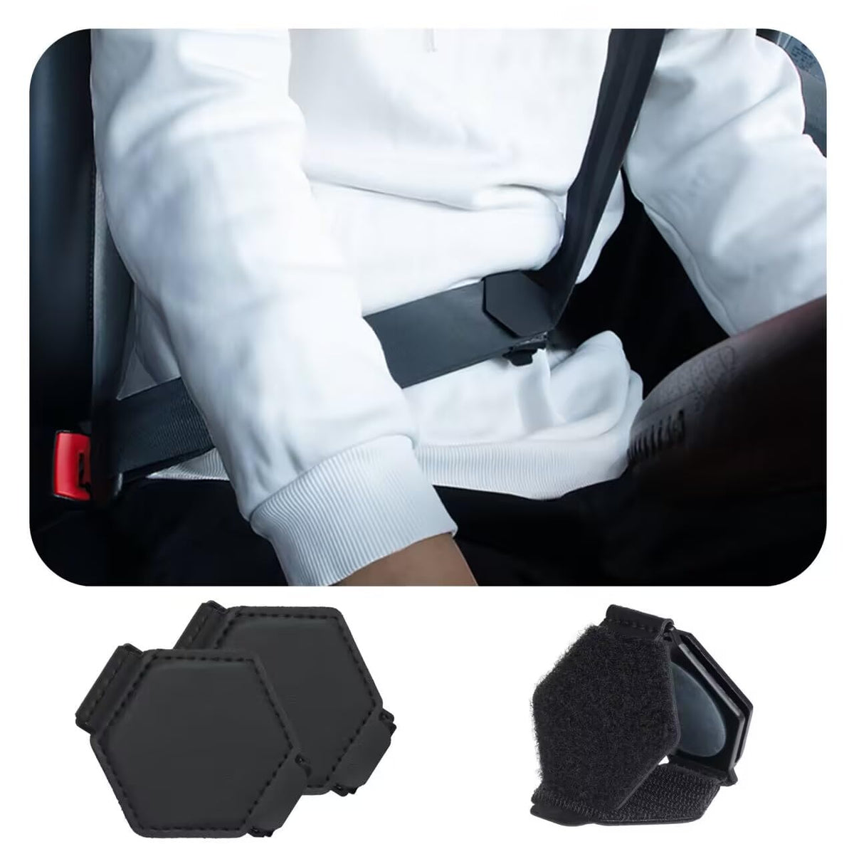 Yuoyar 2 Packs Car Seat Belt Clips - Universal Leather Seatbelt Adjuster Clips - Seat Belt Adjuster for Adults Kids