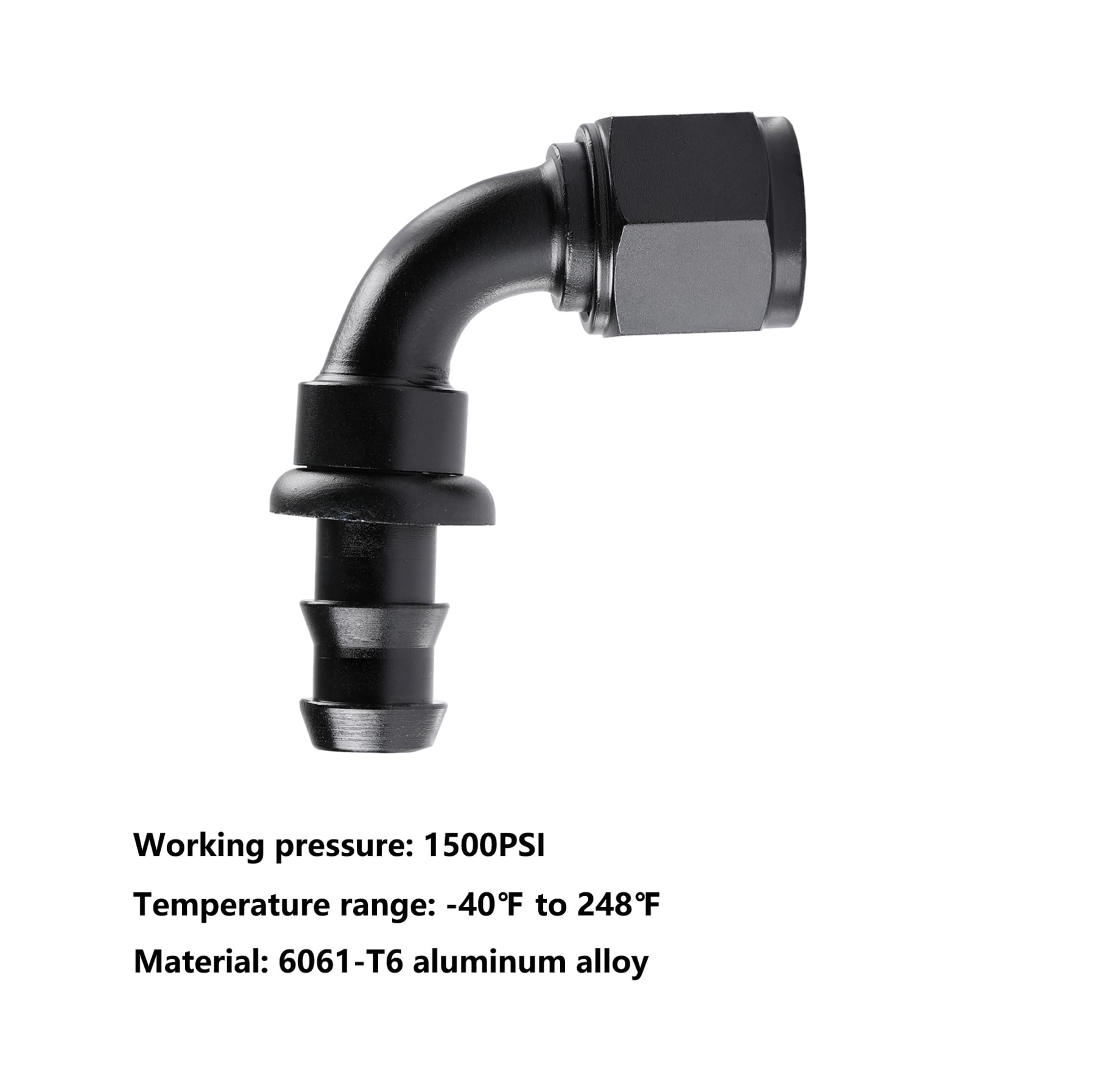 Ucreative 8AN 90 Degree Push Lock Hose Fitting End Black 2PCS