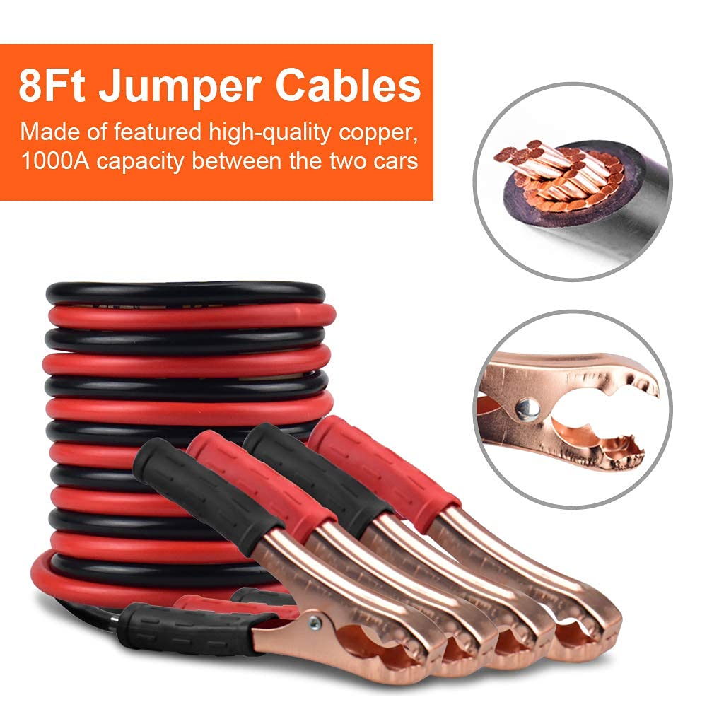 Pacetap Car Roadside Emergency Kit, Essential Auto Safety Road Side Assistance Tool Kit With Led Road Flare, Jumper Cables, Towi