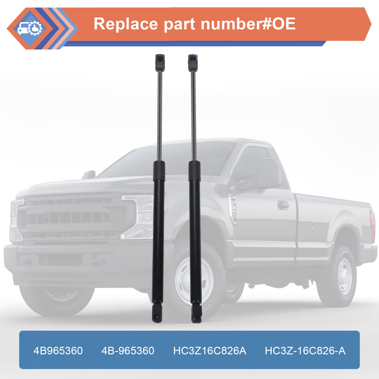 Zonfant Hood Lift Supports Compatible With Ford Vehicle 2017-2022 F250 F350 Super Duty, Replace#4B965360 4B-965360 Hc3Z16C826A Hc3Z-16C826-A Pm3986
