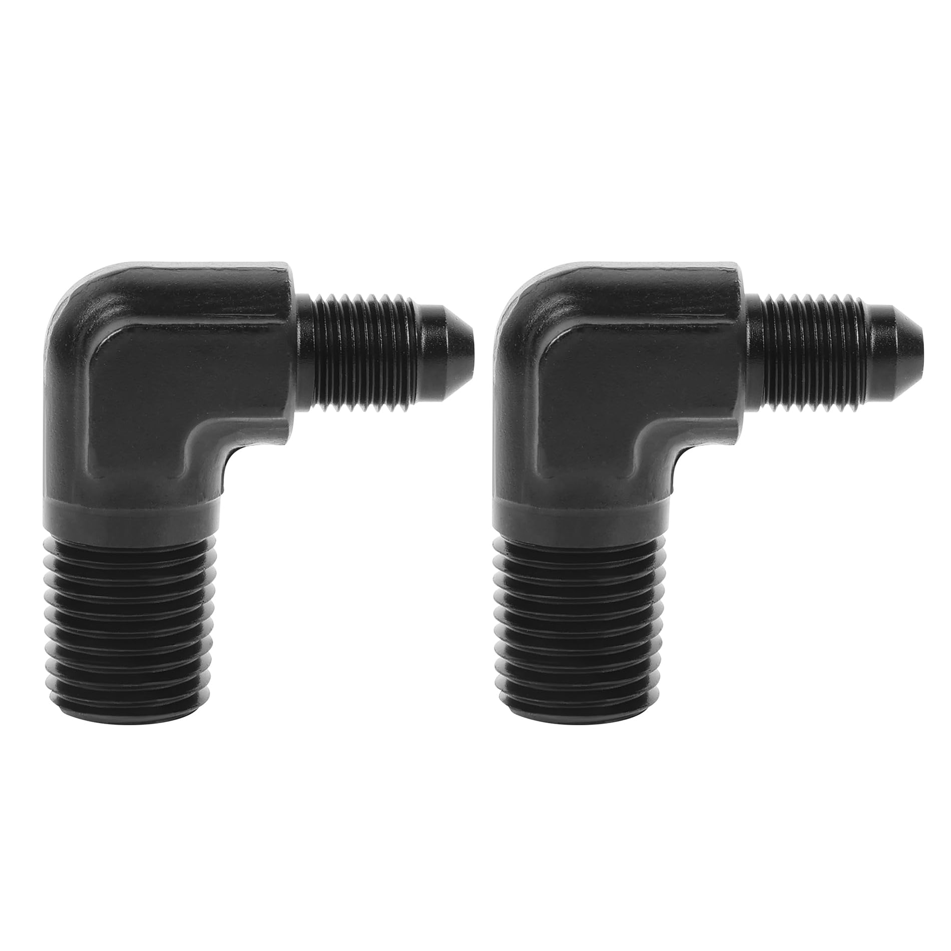 Evil Energy 3An Male Flare To 1/4'' Npt Pipe 90 Degree Fitting Adapter Aluminum Black 2Pcs