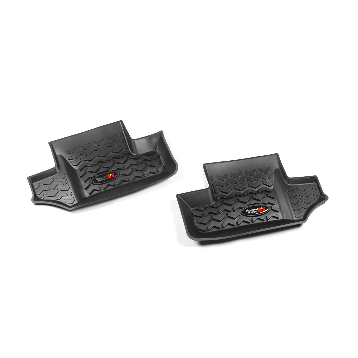 Rugged Ridge Rear Floor Liners For Jeep Wrangler Jk | Pair, All-Terrain, Black | 12950.02 | Fits 2007-2018 Jeep Wrangler Jk 2-Door