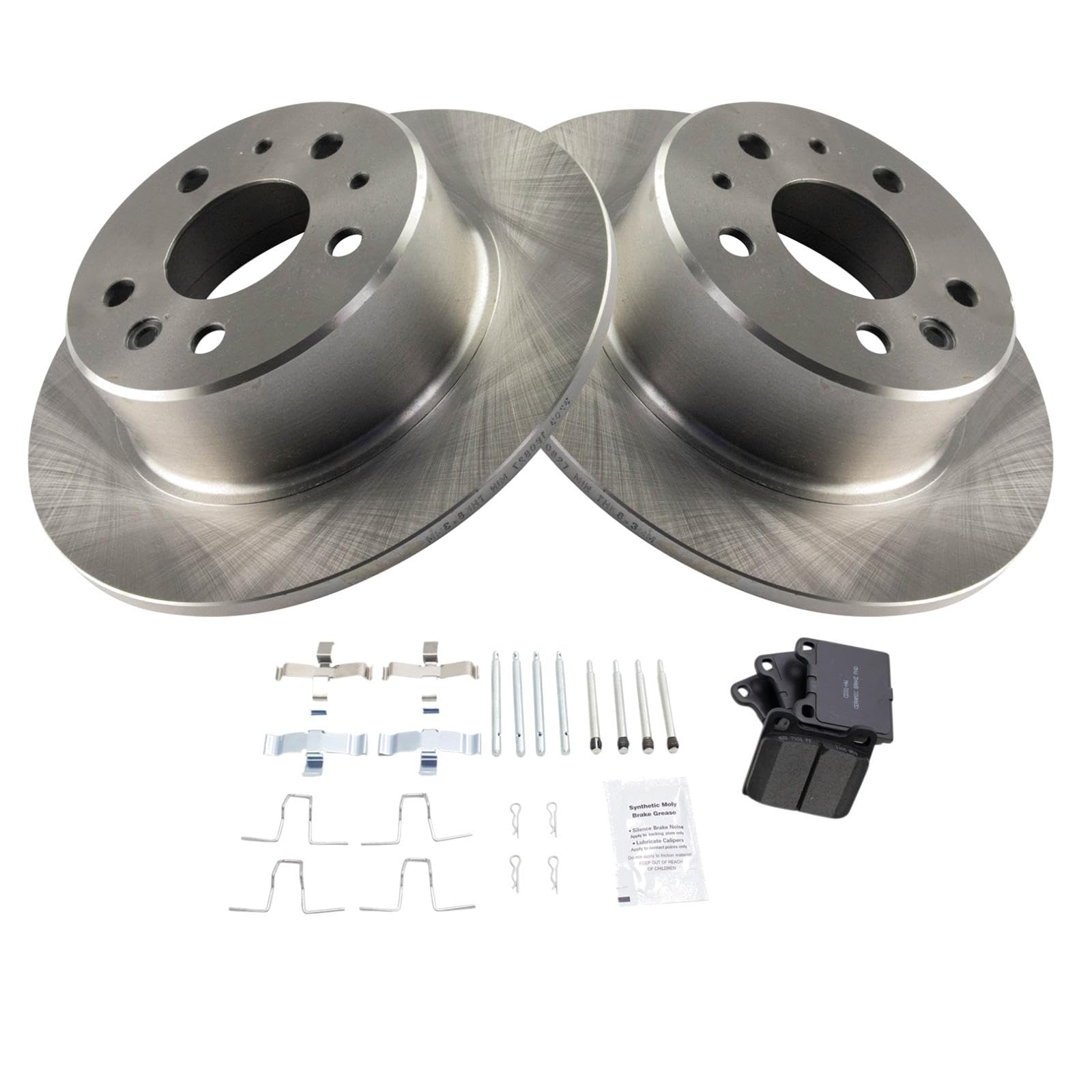 TRQ Rear Brake Rotor And Ceramic Pad Pair Set Kit & 1154200072 for Mercedes