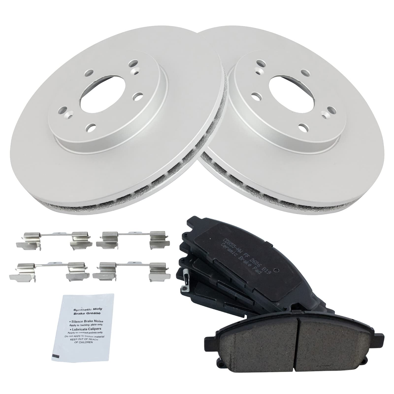Trq Front Brake Pad & Rotor Kit Brake Pads Brake Rotor Ceramic Premium G-Coated Compatible With 2003-2006 Acura Mdx