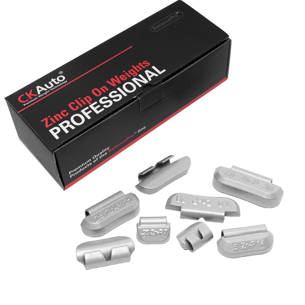 CKAuto 100Pcs P Series Zinc Clip on Wheel Weights Assortment, 0.25oz, 0.5oz, 0.75oz, 1.0oz, 25pcs for Each Size Fit for Steel Wh