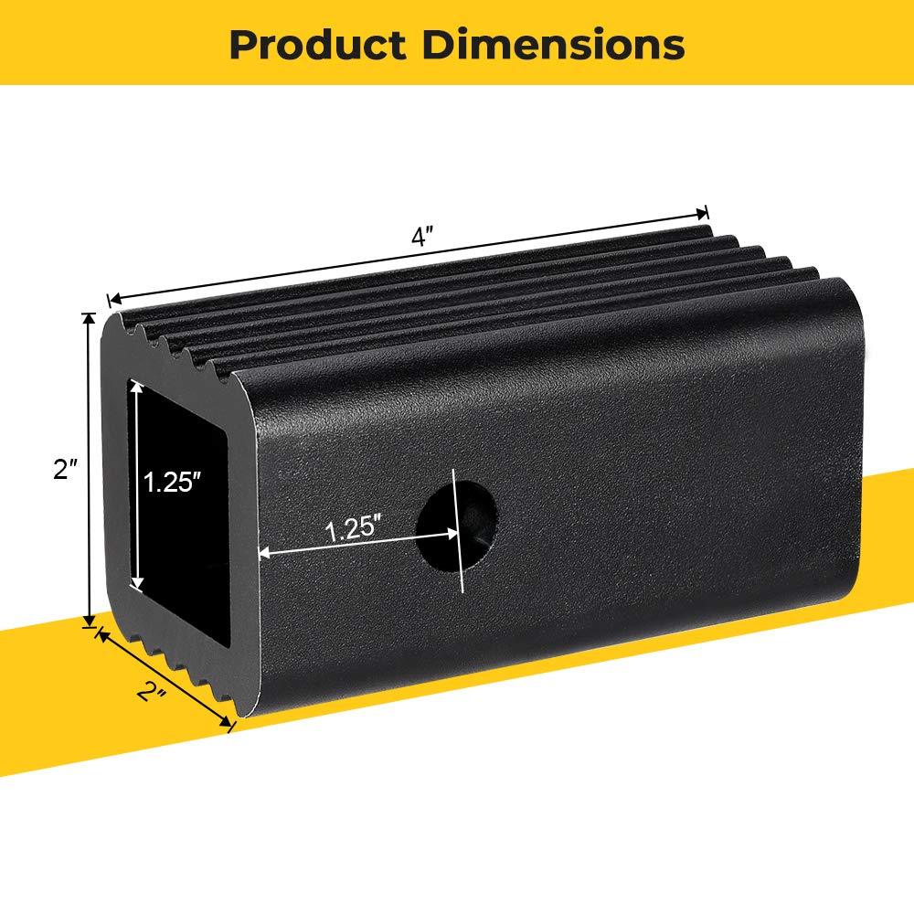 BougeRV 2 inches to 1-1/4 inches Trailer Hitch Adapter 2 inches to 1.25 inches Hitch Adapter Insert Sleeve Receiver Converter fo