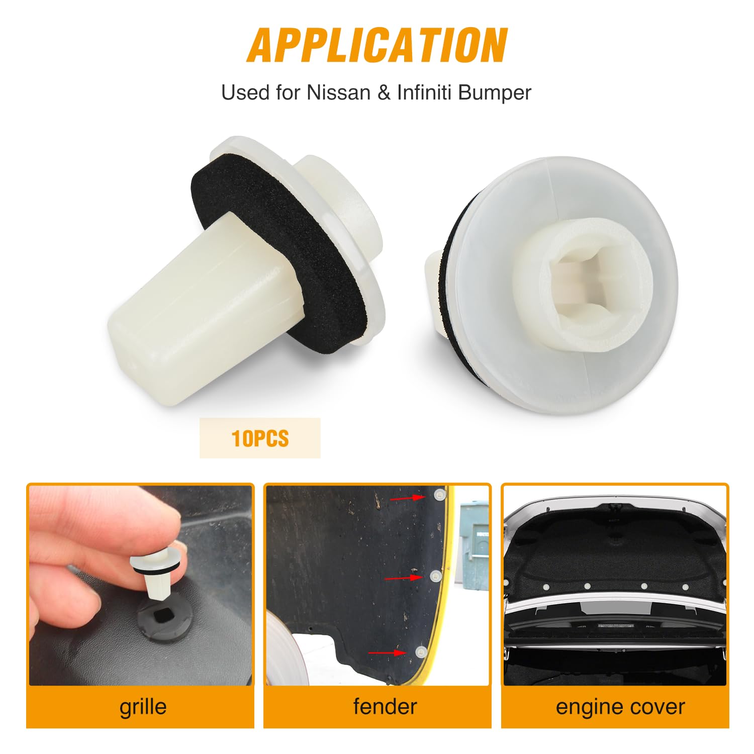 Gooacc 40Pcs Bumper Grommet And Rear Bumper Retainer Assortment Compatible For Nissan & Infiniti, Replace 63846-5V000 63846-5V00