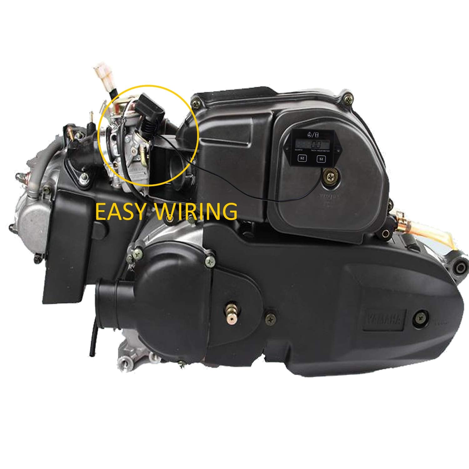 Tachometer for Small Engine,Inductive Hour Meter for 2 Stroke & 4 Stroke Small Engine, Timorn Replaceable Battery Waterproof Tachometer for Chainsaw Marine ATV Motorcycle UTV Engine (Black)