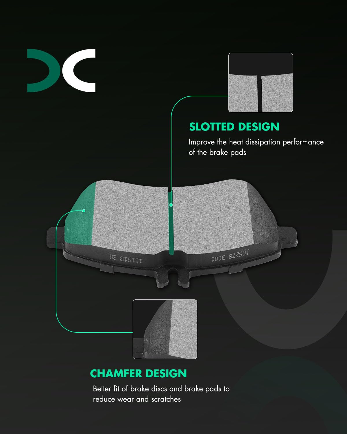 Scitoo D1340 Front Semi-Metal Brake Pads Sets Fit For Mercedes-Benz C250 2010-2015,For Mercedes-Benz C300 2008-2012,For Mercedes