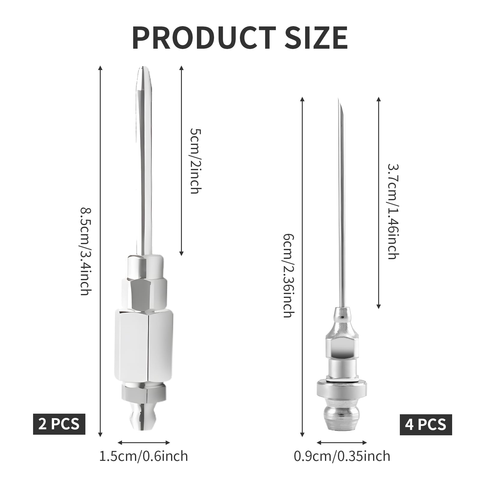 ATIVERE 6PCS Grease Gun Tips, Contain 4PCS 1/8 Inch NPT Threads 18G Grease Gun Needle Tips and 2PCS Narrow Grease Needle Dispens