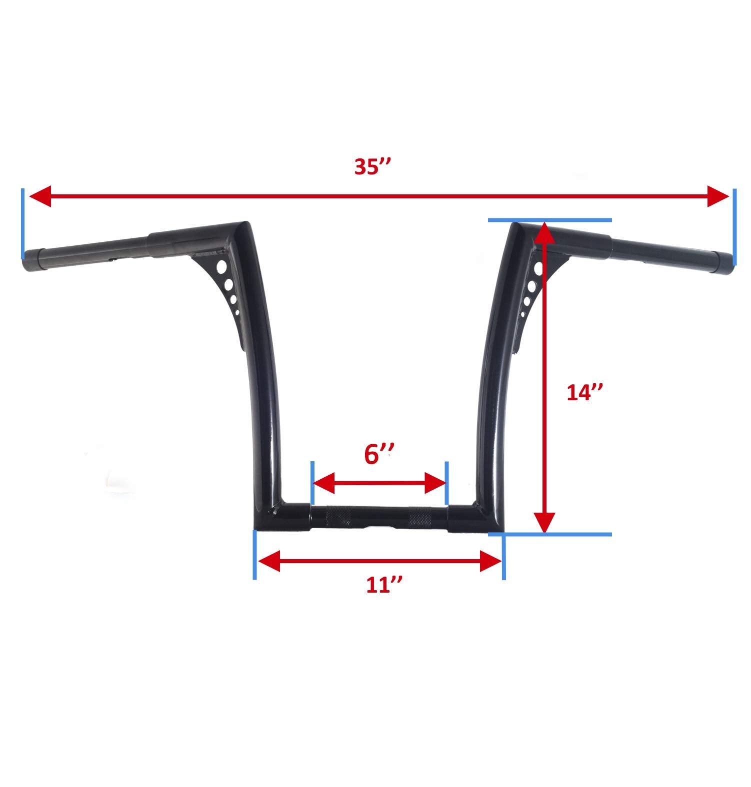 Gloss Black 14 Inch Rise 1-1/4'' Batwing Ape Hangers Handlebar Compatible With Harley Softail Flst Fxst Sportster Xl 883 1200 Touring Road Glide+Road King