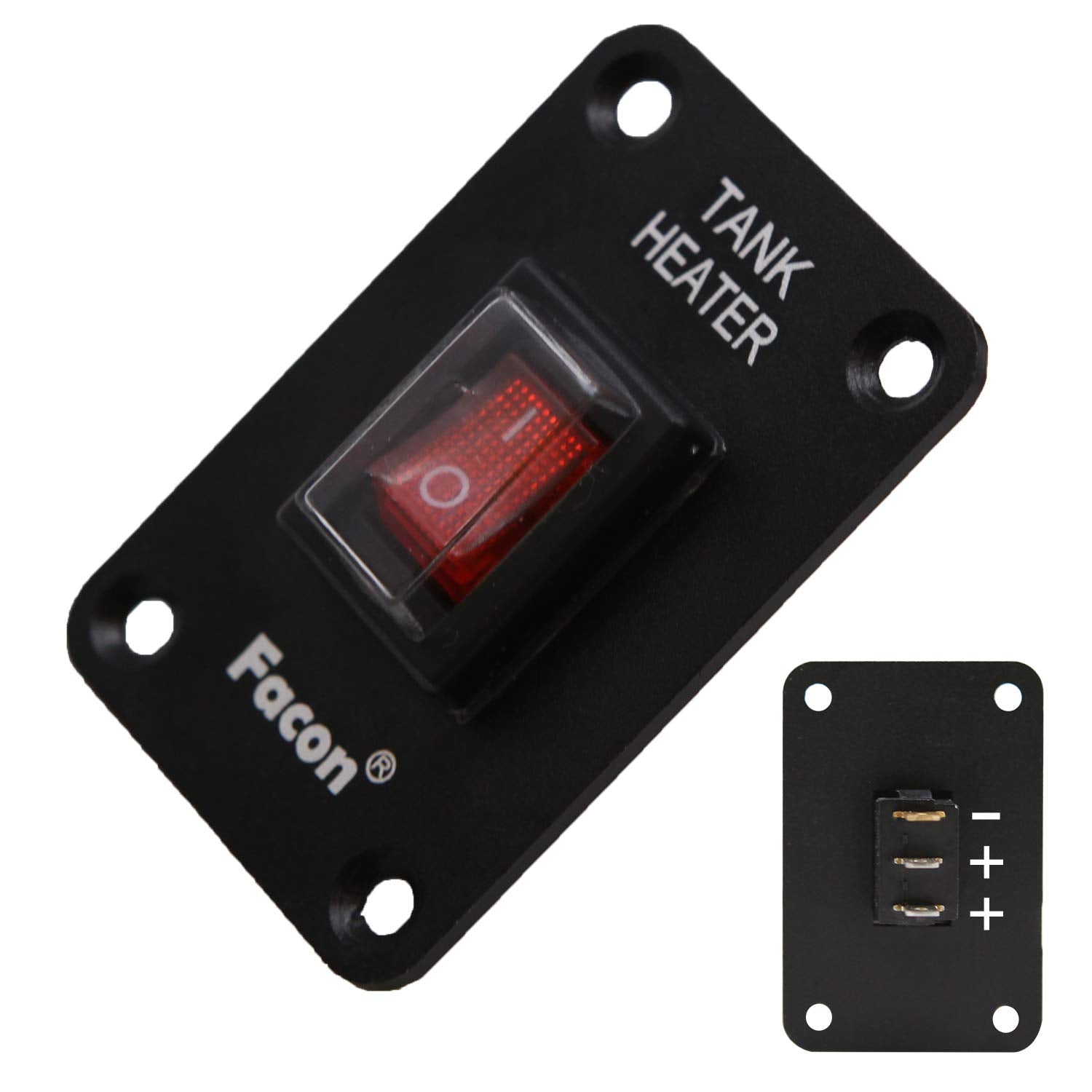 Facon 12Volts Switch Box Panel, 10Amps Rocket On&Off Switch With Red Indicator Light For Rv Tank System, Ip66 Waterproof Control