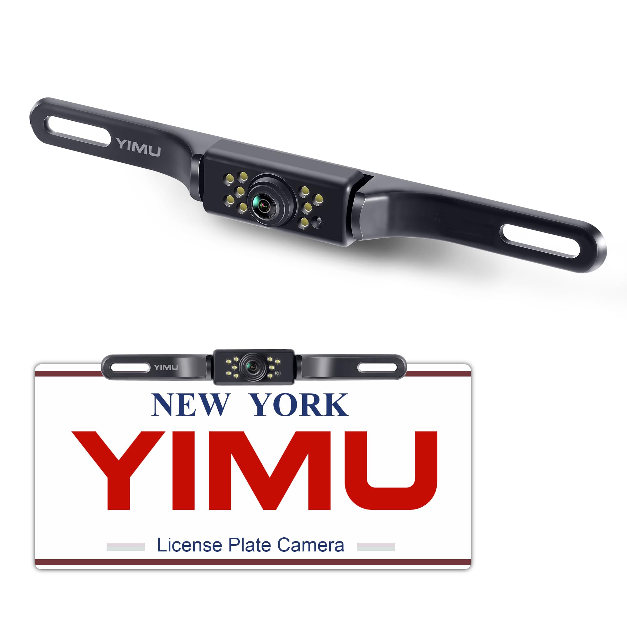 Yimu Car Backup Camera, License Plate Camera With 7 Led Lights Rear Camera, Hd Night Vision Rear View Camera,Wide View Angle, Ip