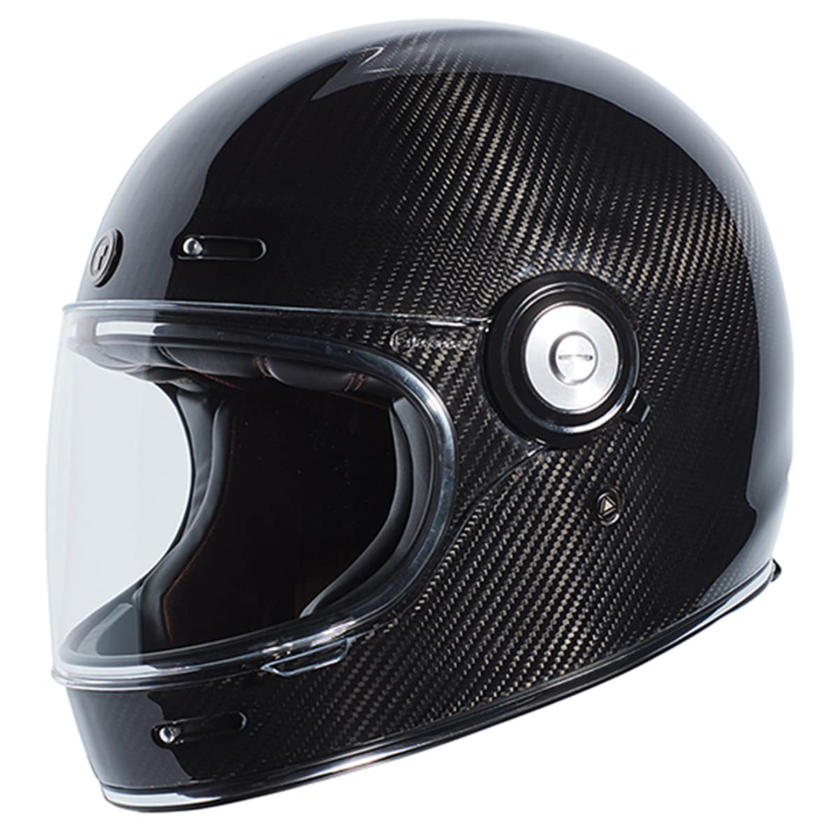 Torc T1 Unisex-Adult Retro Full-Face-Helmet-Style Motorcycle (Carbon Fiber Gloss Black, Small)