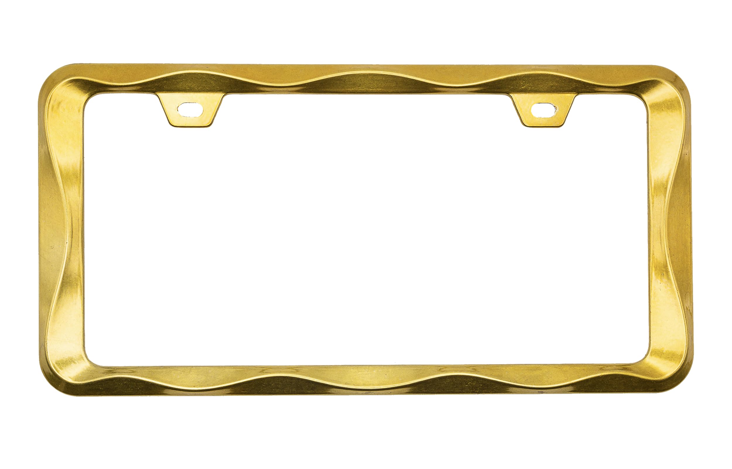 Creathome 3D Curly Wave Pattern Gold License Plate Frame From Pure Zinc Alloy Metal
