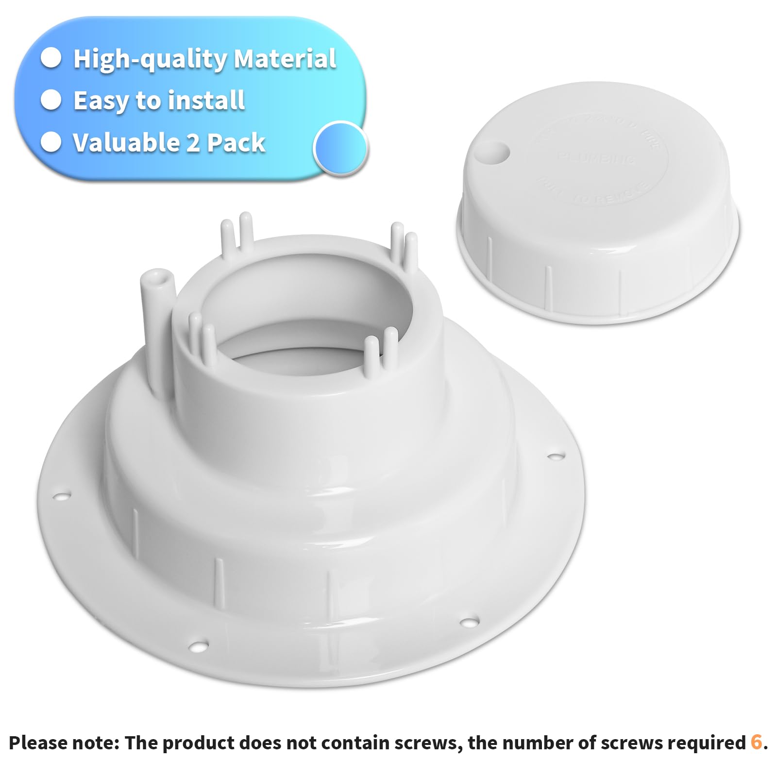 Luxlead Rv Plumbing Vent Caps - Camper Vent Cap Replacement For Rv Trailer Camper Motorhome, Rv Roof Sewer Vent Cover Caps Kit For 1 To 2 3/8 Inch Pipe - White (2 Pack)