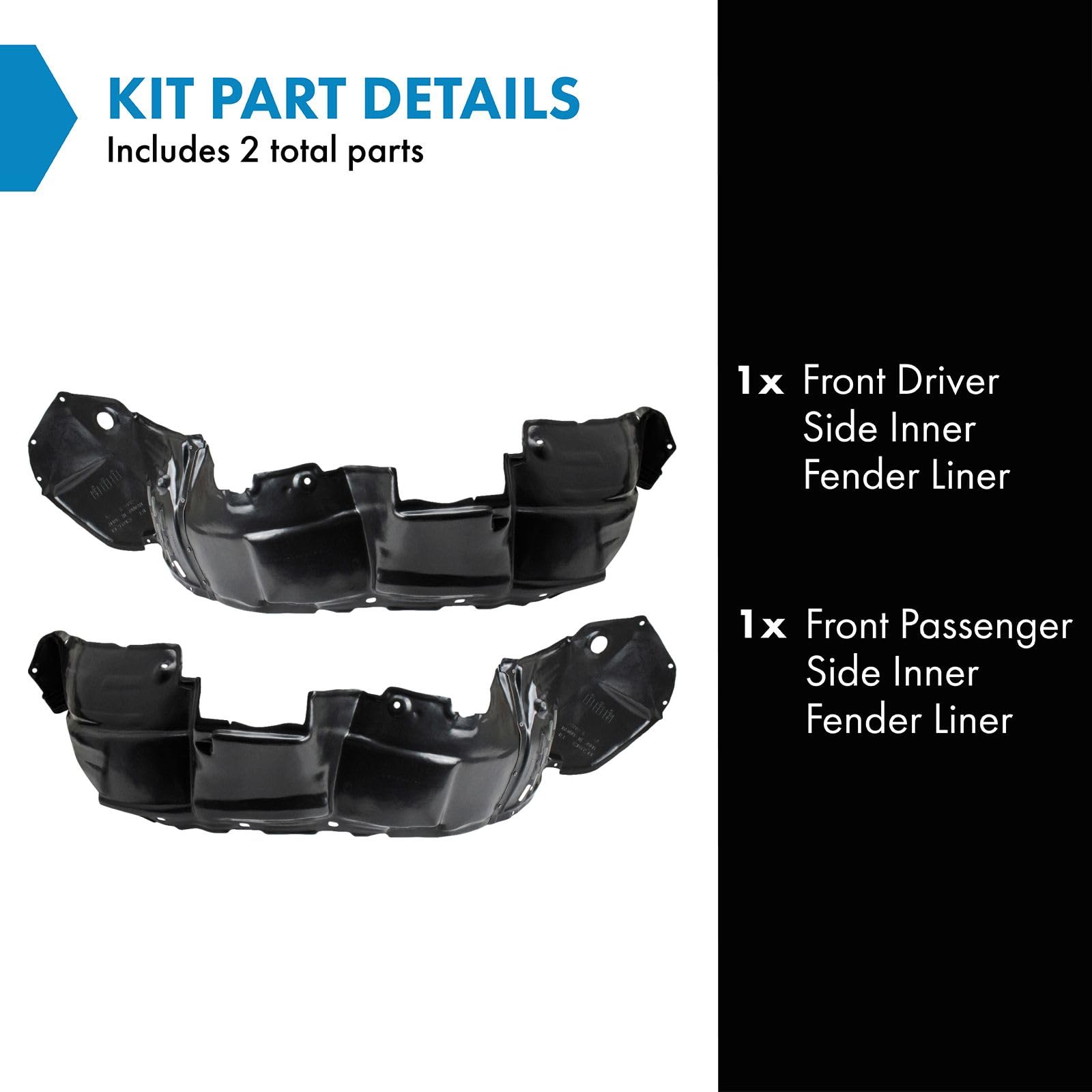 Trq Front Inner Fender Liner Set Compatible With 2004-2006 Lexus Rx330 2007-2009 Rx350 Lx1248101 Lx1249101