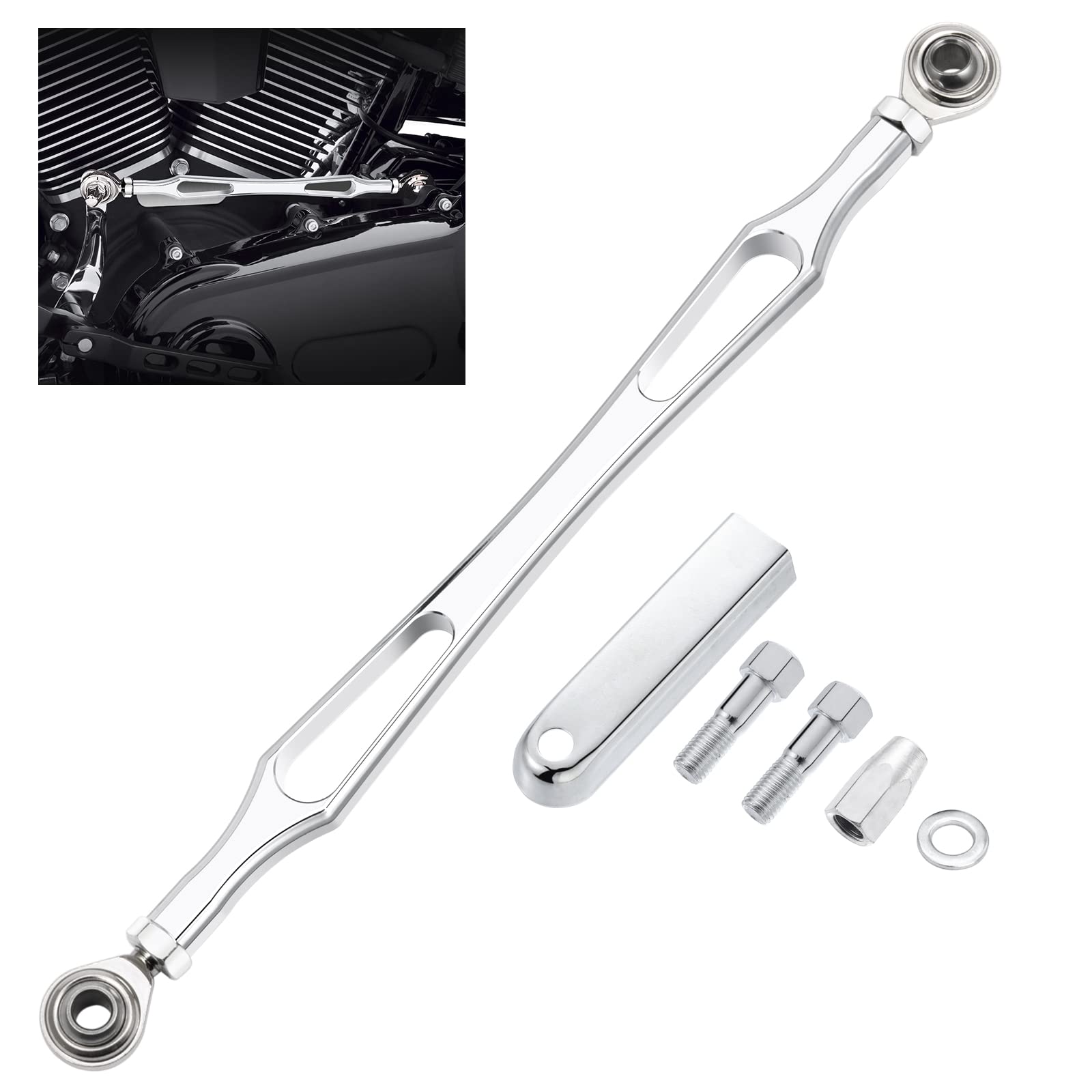 Amazicha Chrome Gear Shift Linkage Compatible For Harley Davidson Softail Dyna Touring Road King Electra Street Glide Tri Glide 1986-Later