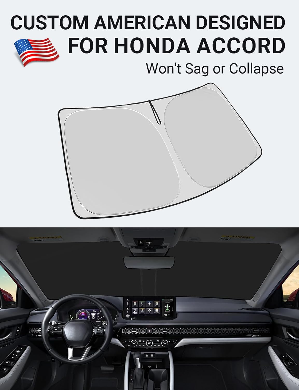 Proadsy 2025 Upgrade Windshield Sun Shade Custom Fit 2023-2024 Honda Accord 4-Layer Foldable Front Sunshade Protector Sun Visor