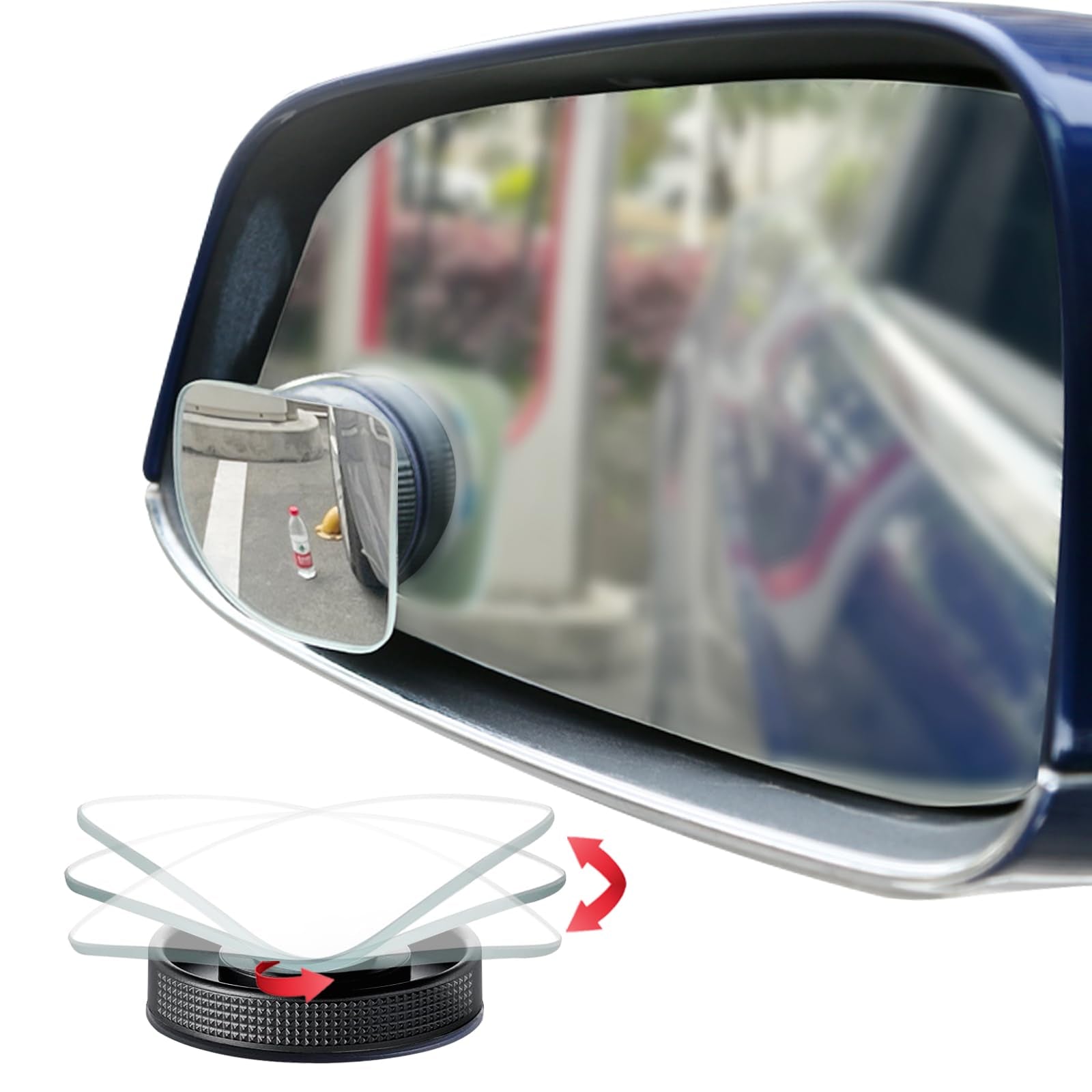 Suction Cup Blind Spot Mirror, Ampper Hd Glass Frameless Removable Convex Wide Angle Rear View Mirror (Fan Shape, Pack Of 2)