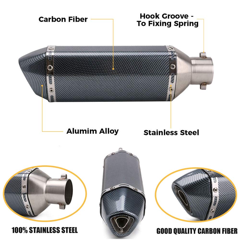 Exhaust Muffler Carbon Fiber 1.5-2''Inlet With Removable Db Killer For Street/Sport Motorcycles And Scooters With 38-51Mm Diamet