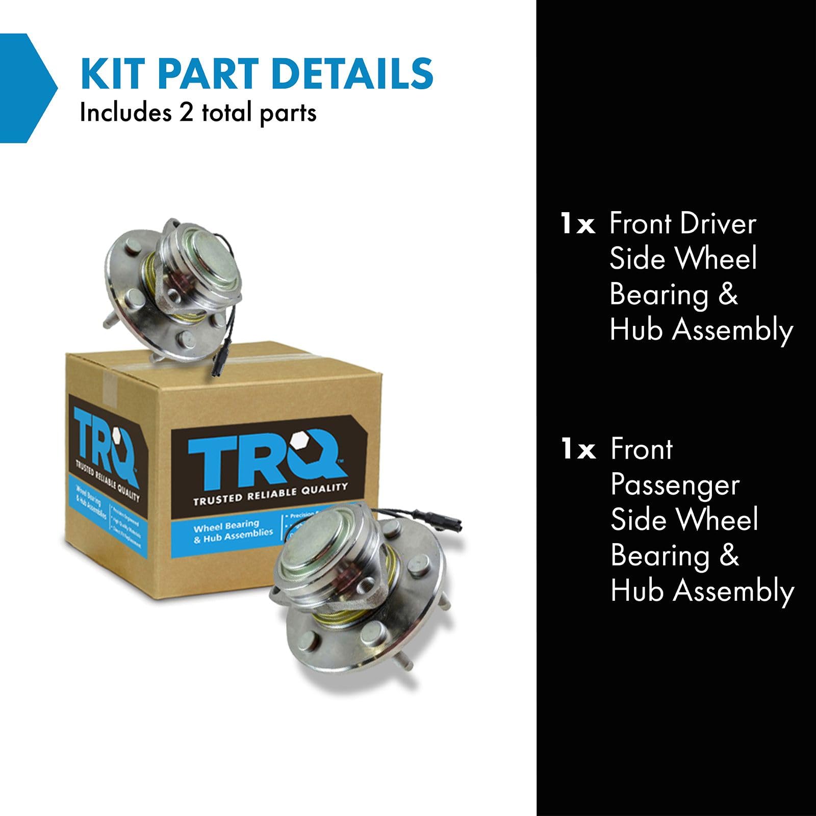 Trq Front Wheel Hubs & Bearings 6 Lug Left & Right Pair For Chevy Gmc 2Wd 2X4