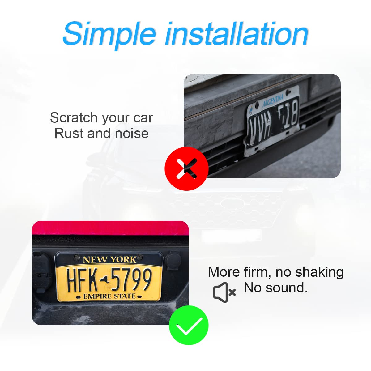 Yalok Anti Theft License Plate Screws Kits- Rustproof Stainless Steel Car Tag Plate Mounting Hardware, M6 (1/4'') Tamper Proof F