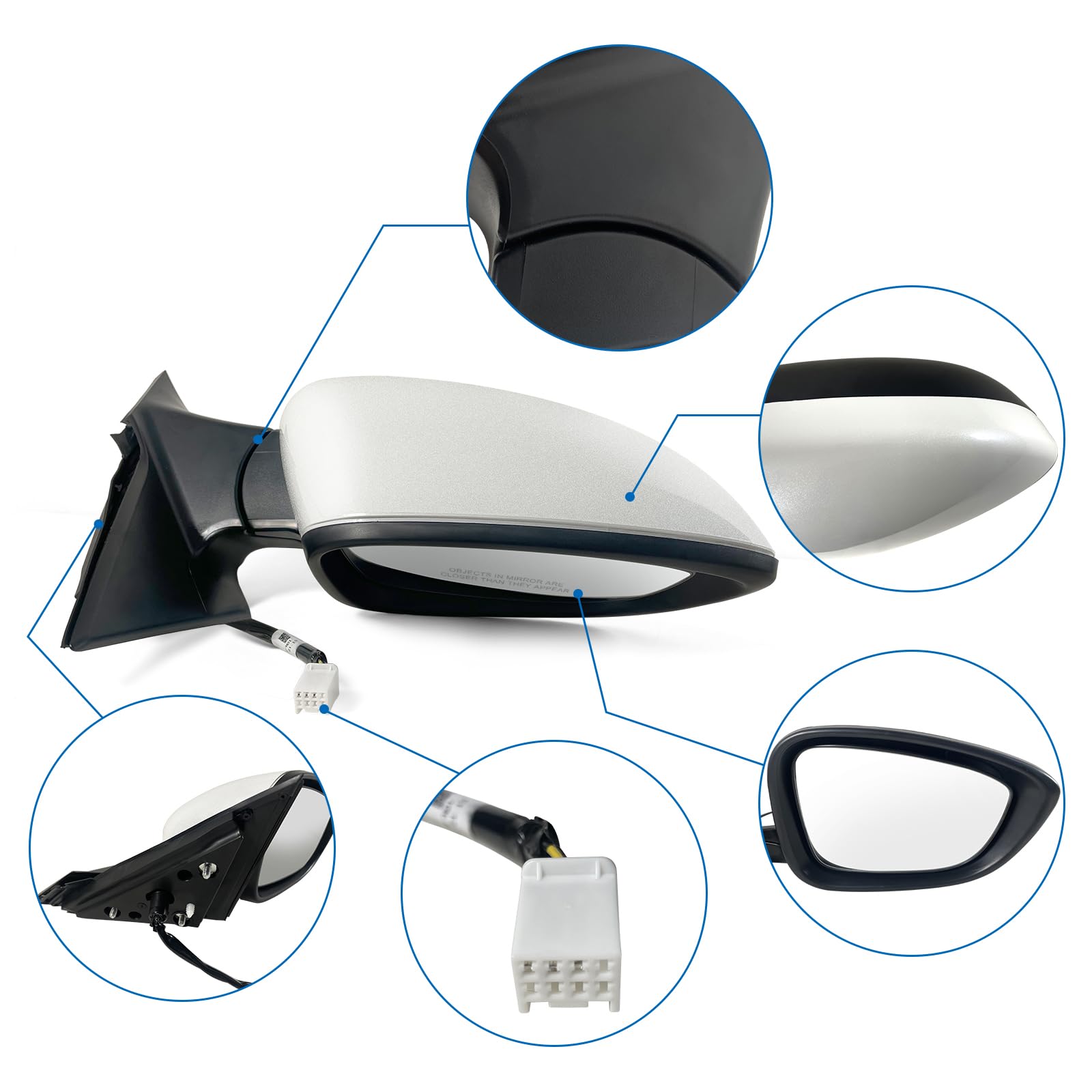 Lqito Right Passenger Side Door Mirror For Honda Accord Lx, Sport 2018-2022 ? Power ? Non-Heated No-Turn Signal Match To Platinu