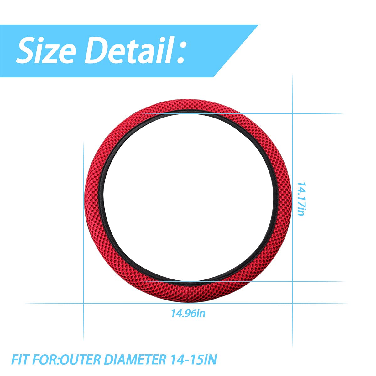 Elastic Stretch Steering Wheel Cover, Universal 15 Inch Automotive Steering Wheel Cover, Microfiber Breathable Ice Silk, Anti-Sl