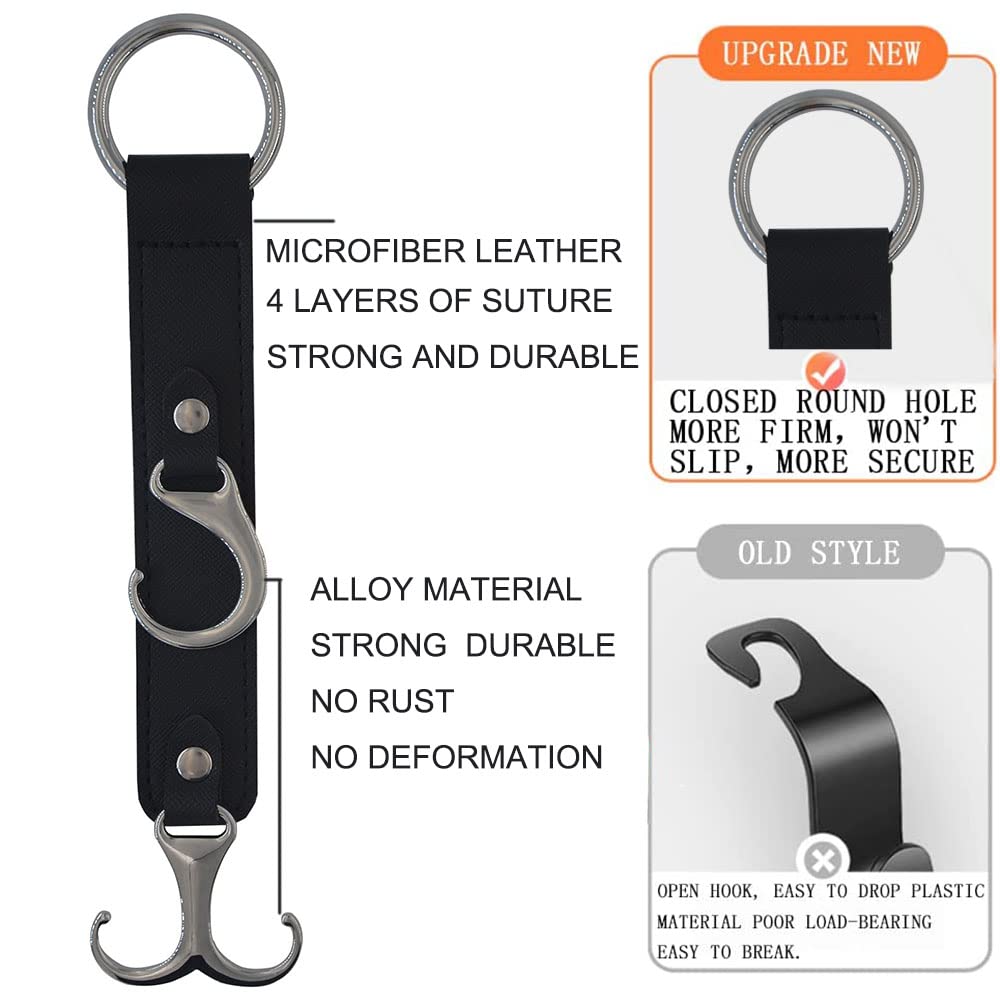 Car Purse Hook For Men Women-Upgraded 3 In 1 Stronger Superior Leather Car Purse Holder Vehicle Seat Headrest Hanger Hooks For G