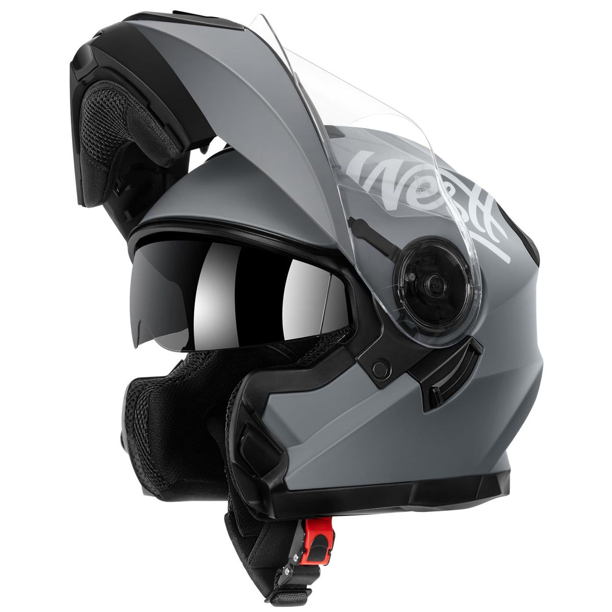 Westt Dot Helmets For Motorcycles - Open Face Motorcycle Helmet Dual Visor - Atv Motocross Snowmobile Helmet For Men Women(M/Gra