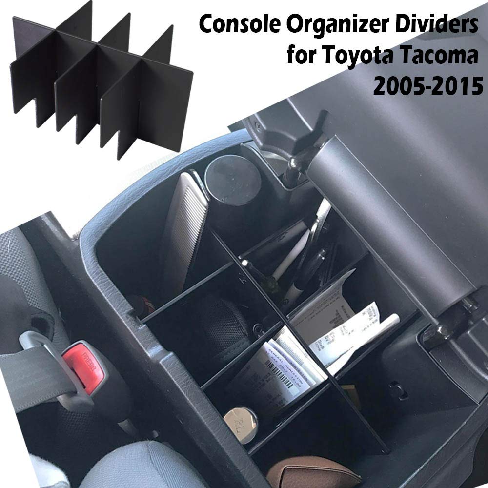 EDBETOS Center Console Organizer Insert Dividers Compatible with Toyota Tacoma 2005-2015 2nd Gen Tacoma Accessories Armrest Box Secondary Storage Interlock ABS Material