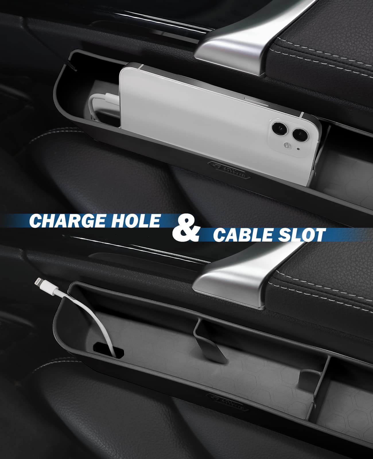 Joytutus 2 Pack Black Car Seat Gap Filler Organizer, Silicone Console Storage Box For Car Gap Organizer Filler Front Seat, Unive