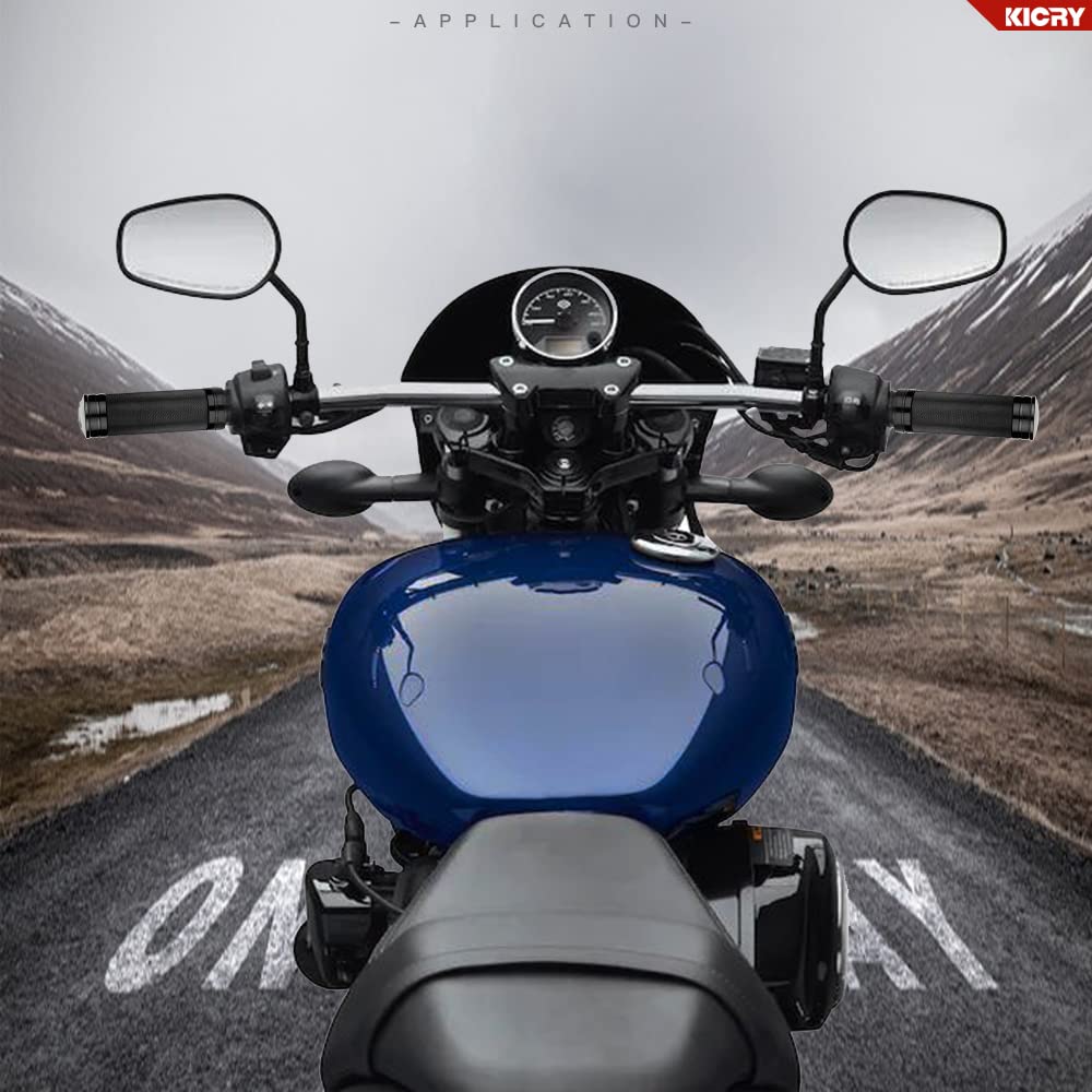 KICRY 1'' Motorcycle Hand Grips Black Chrome Handlebar Grips Compatible with Harley Touring Honda Yamaha Suzuki Kawasaki (Black-