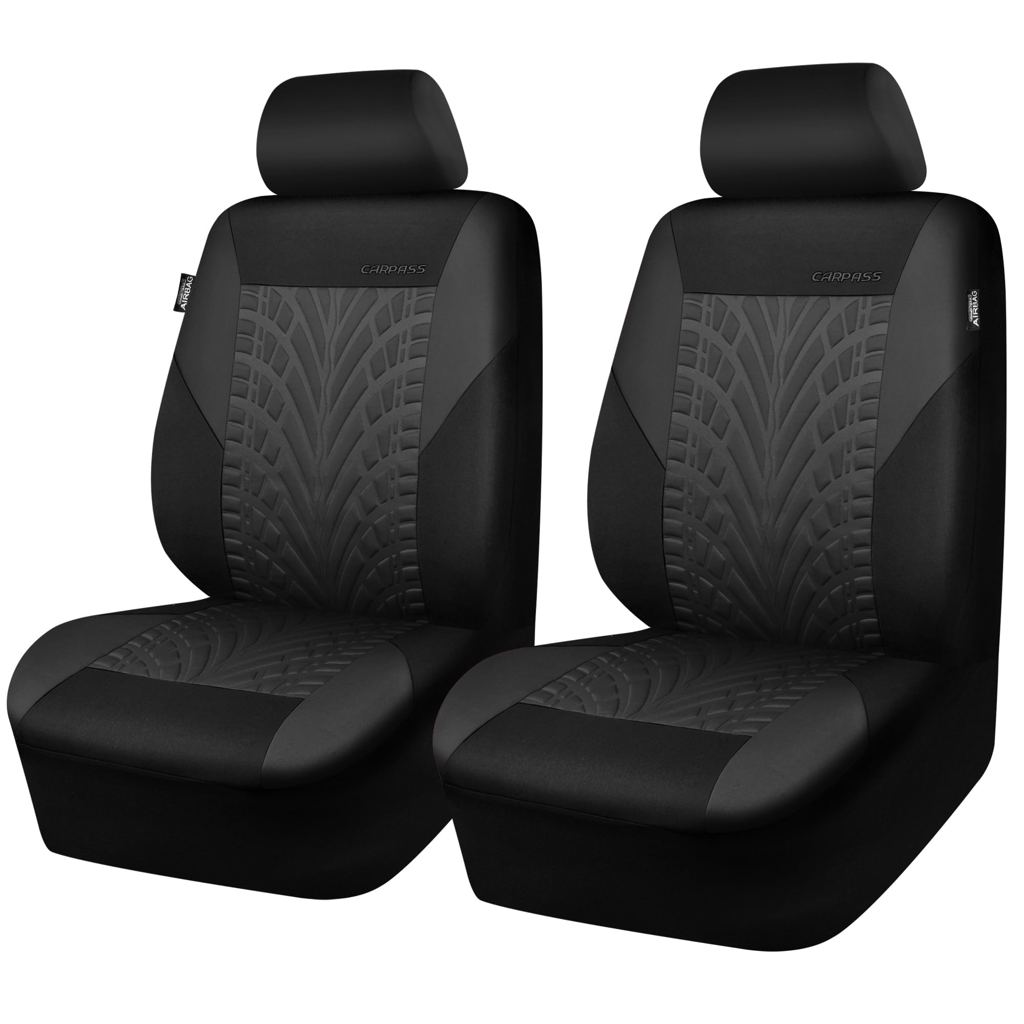 Car Pass Emboss Tyre Front Seat Covers, Universal Fit Elastic Breath Premium Cloth Seat Covers Front Seats Only For Truck Suv Se