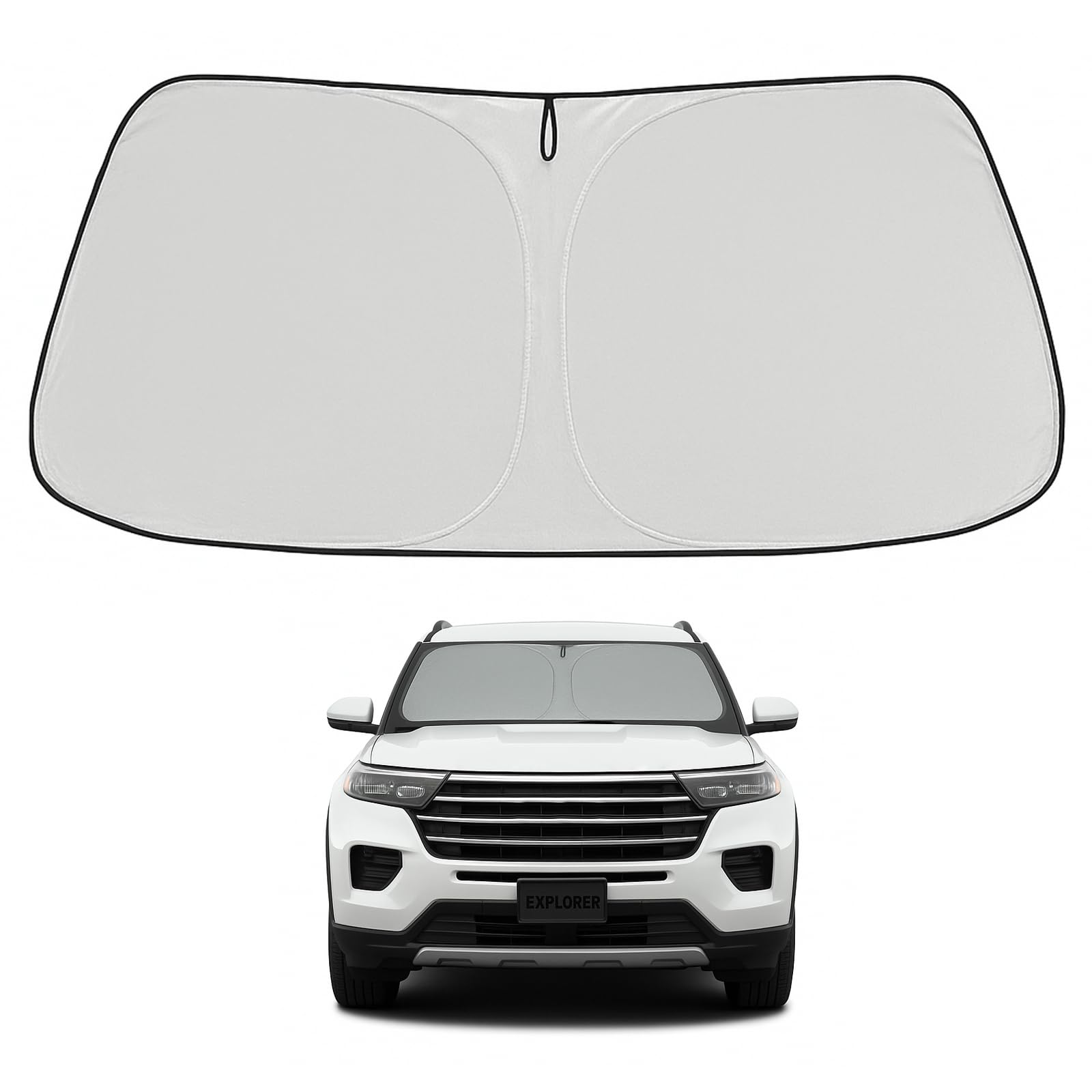 Proadsy 2025 Upgrade Windshield Sun Shade Custom Fit Ford Explorer 2020-2024 2025 4-Layer Foldable Front Sunshade Protector Sun
