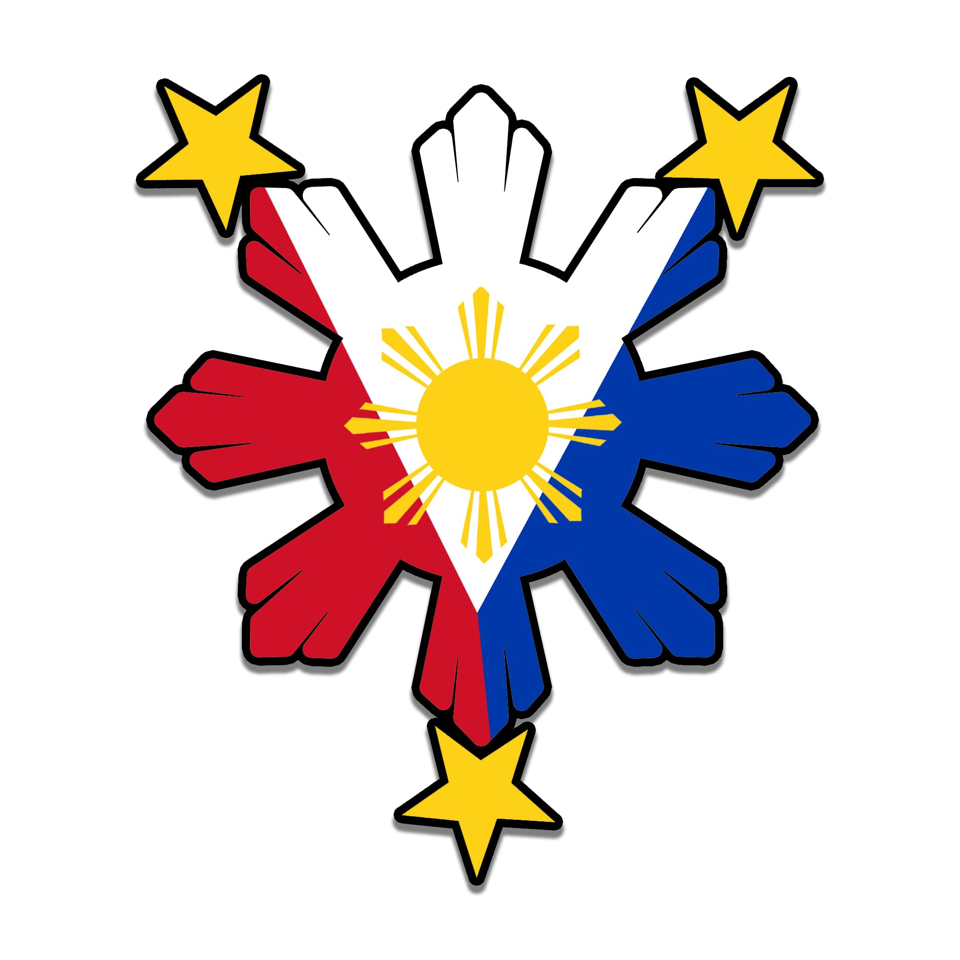 Filipino Pride Star Sun Flag Sticker - Self Adhesive - Vinyl Decal Philippine Philippines for Car (3'' x 2'')