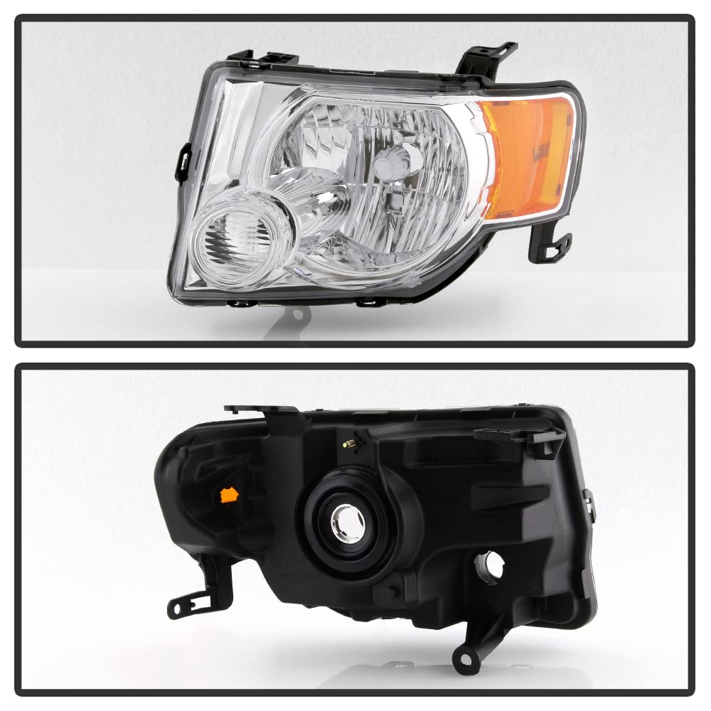 Acanii - For 2008-2012 Ford Escape Chrome Housing Headlights Headlamps Assembly Replacement Driver & Passenger Side