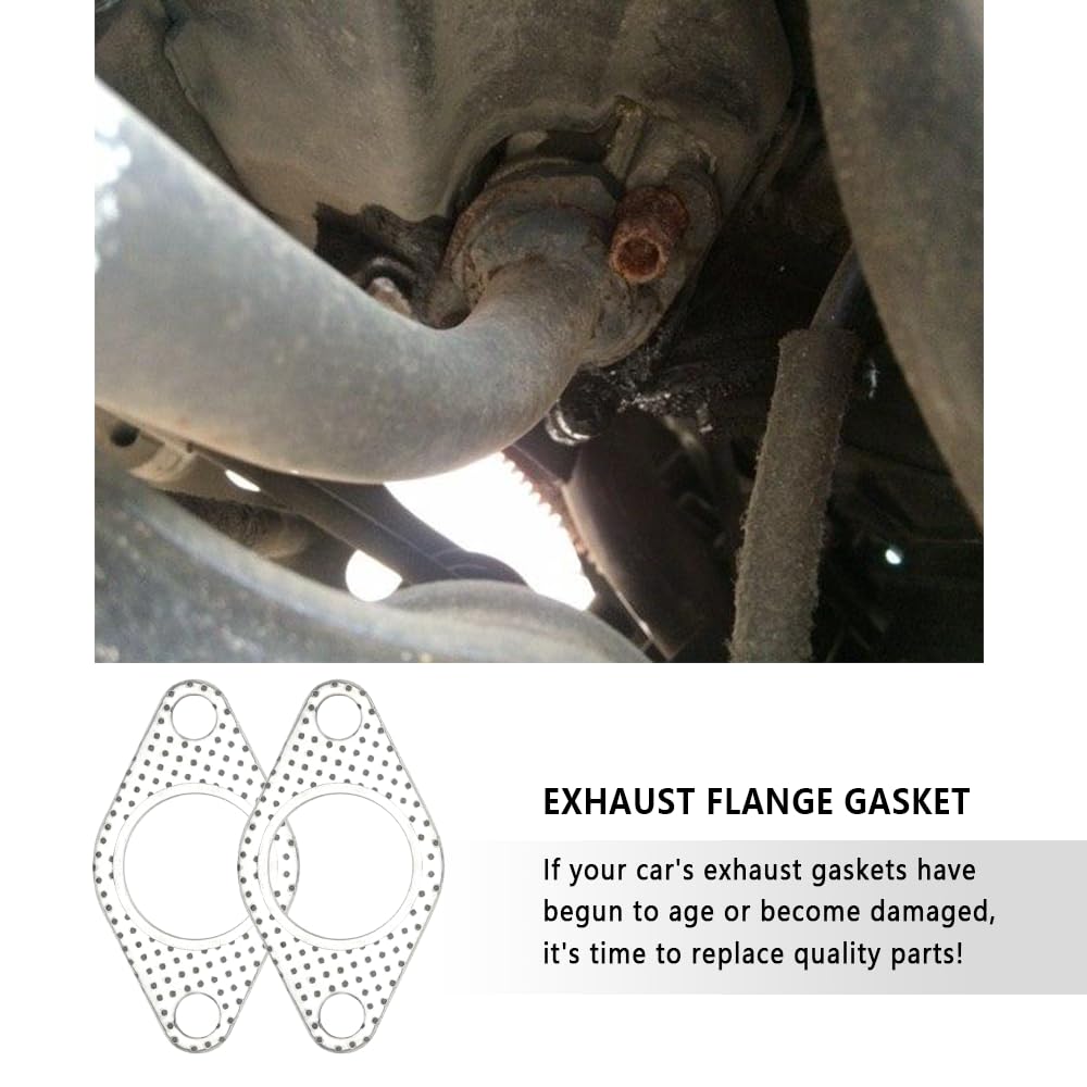 2Pcs Car Exhaust Gasket,1.5'' 2-Bolt Exhaust Flange Gasket Car Accessories,Professional Exhaust Manifold Gasket Made Of High Tem