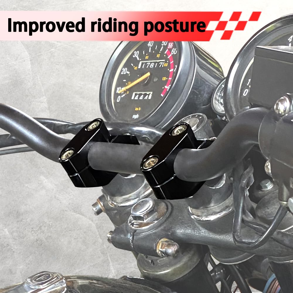 Xitomer 22Mm 7/8' Motorcycle Handlebar Risers With Clamps, Atv Dirt Bike Motocross, Fit For Grom Msx125/ Crf250L, Fz1/ Fz8/ Fz16, Klr650/ Z125, Drz 400/S Mt-03(Black)