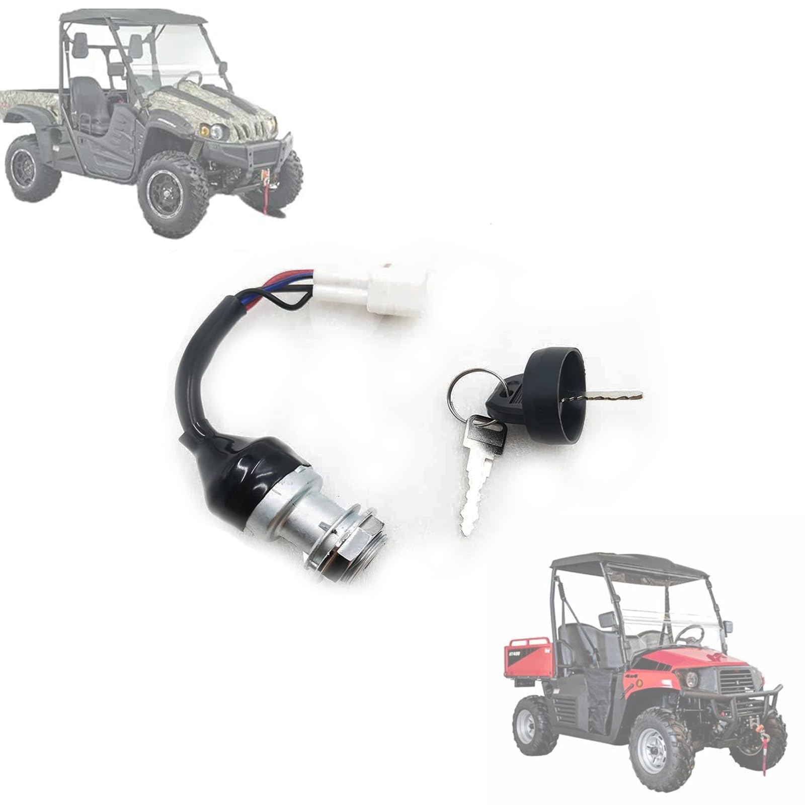 Chikia Ignition Key Switch 4 Wires(On The Dash) Replacement For Hisun Utv 400 500 700 800 Massimo Msu500 700,Axis 500 700,Coleman Ut400,Bennche,Cub Cadet