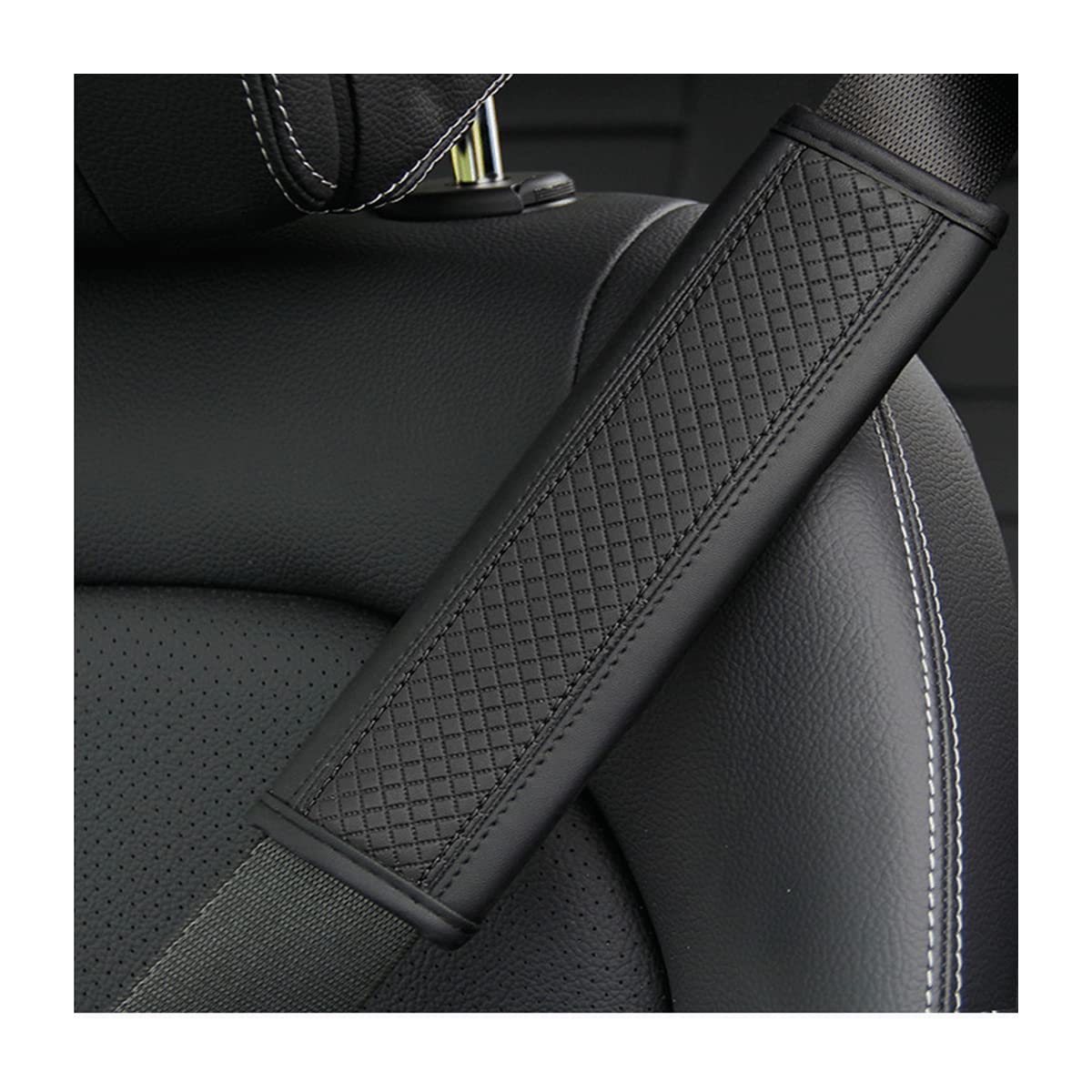 Zipelo 2Pcs Car Seat Belt Cover, Soft Shoulder Strap Covers Harness Pads, Safety Leather Seatbelt Comfort Driving Cushion Protect Your Neck And Shoulder Universal For Car, Truck, Suv (Black)