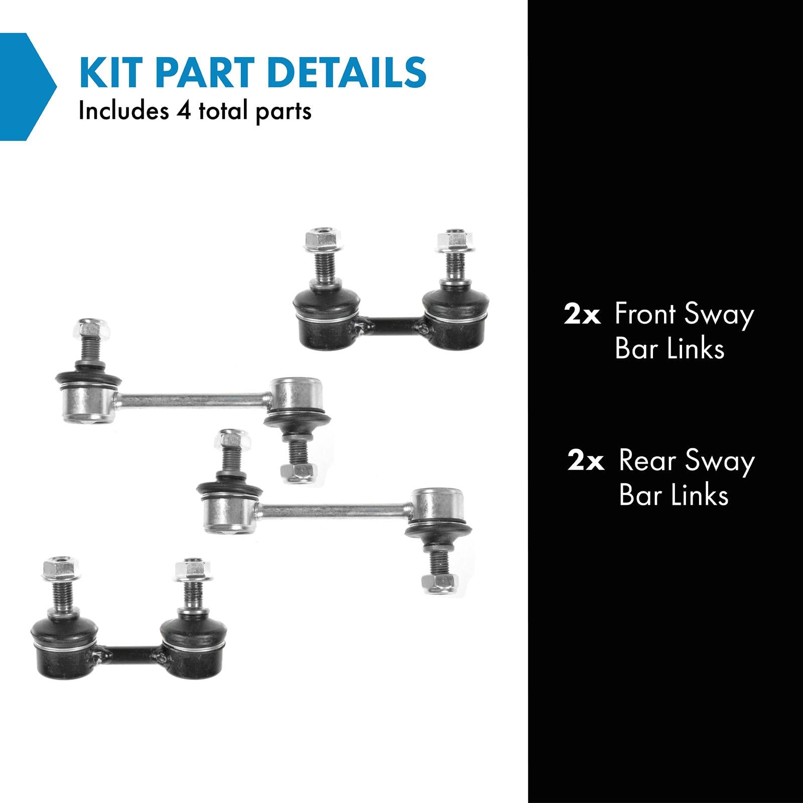 Trq Front & Rear Sway Bar Stabilizer Link Set Compatible With 1998-2002 Chevrolet Prizm 1993-1997 Geo 1994-1999 Toyota Celica 19