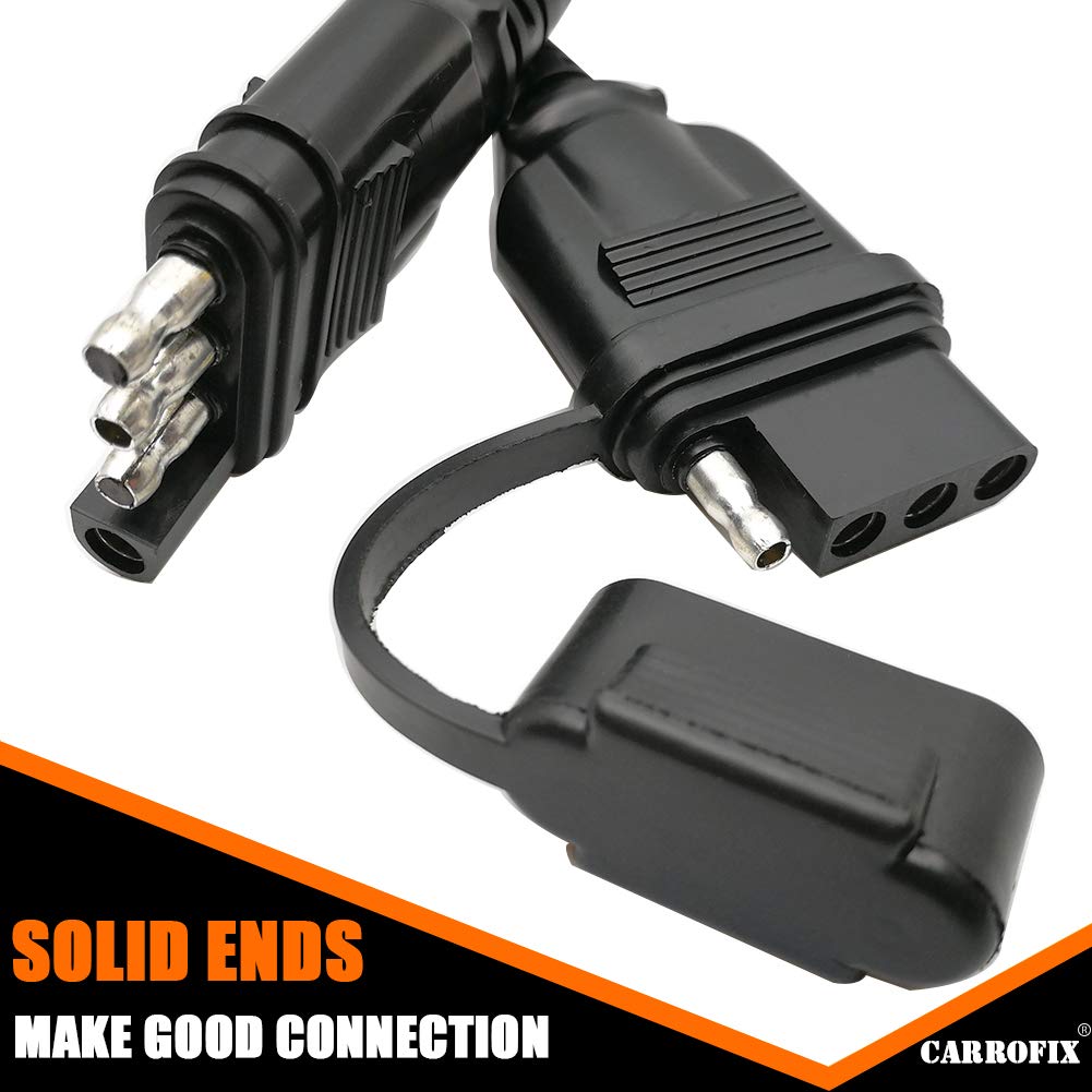CARROFIX 40 Black 4 Way Flat Trailer Wire Extension Coiled Cable with 4 Pin Male & Female Wiring Harness Connector