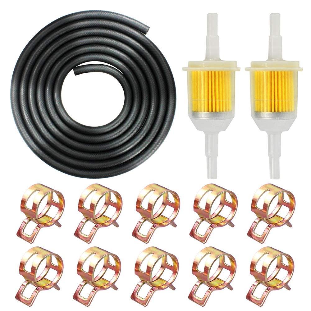 IZOKEE 1/4'' Inch ID Fuel Line Set - 2 Meter / 6-Foot  Inch Fuel Line + 2 Pcs 1/4 Inch & 5/16 Inch Fuel Filters + 10 Pcs 2/5'' I