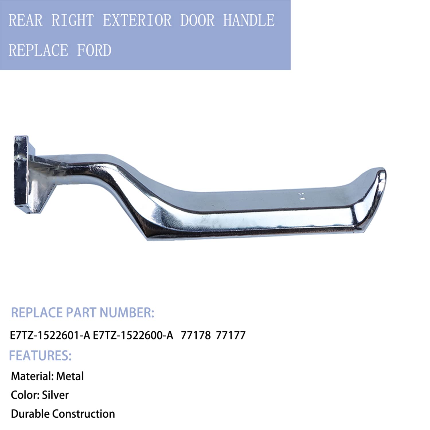 Ymhhefy Silver Interior Metal Door Handle Front Left Driver Side Replacement For 1987-1996 Ford Bronco F150 F250 F350 F53 F59 F800 Replaces E7Tz-1522601-A E7Tz-1522600-A 77177 77178 1Pcs