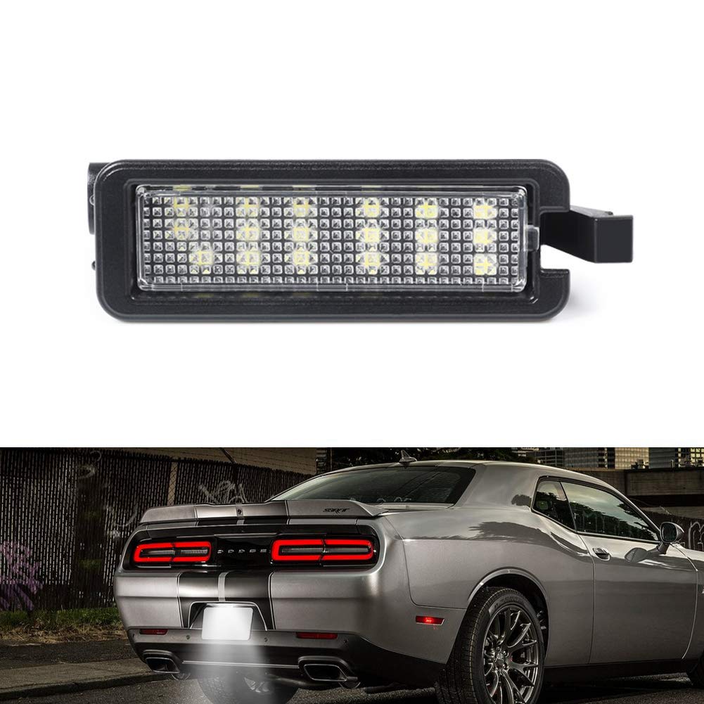 Gempro Led License Plate Light Tag Lamps For 2015-2022 Dodge Charger Challenger Pacifica Jeep Compass Chrysler 300, 6000K White